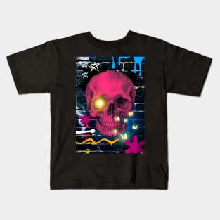 Pink Skull Graffiti Kids T-Shirt